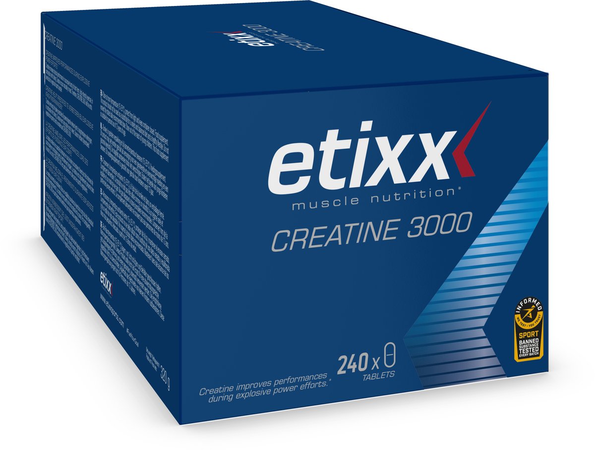 Goedkoopste Etixx Creatine 3000 - Muscle Nutrition - Supplementen - 240 tabletten - Voor explosieve krachtinspanningen - Toename spierkracht en -massa - Glutamine - Taurine