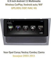 Android 11 6.9 pouces 2G + 32G pour Opel Corsa/Vectra/Combo sans fil CarPlay/Auto/RDS/GPS/DSP/4G