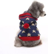 Pull d'hiver pour chien en tricot avec capuche Blauw "étoiles" Taille S