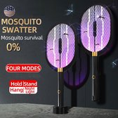 Vliegenmepper | Elektrisch Oplaadbare vliegenmepper | Vliegmepper | Muggenmepper | USB oplaadkabel | USB Oplaadbaar accu | 3 in 1| met tafel en muur stand #2021 |Zwart