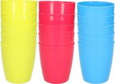 30x stuks onbreekbare kunststof water/sap/limonade glazen 300 ML in het groen-roze-blauw - Camping/verjaardag/peuters/kleuters