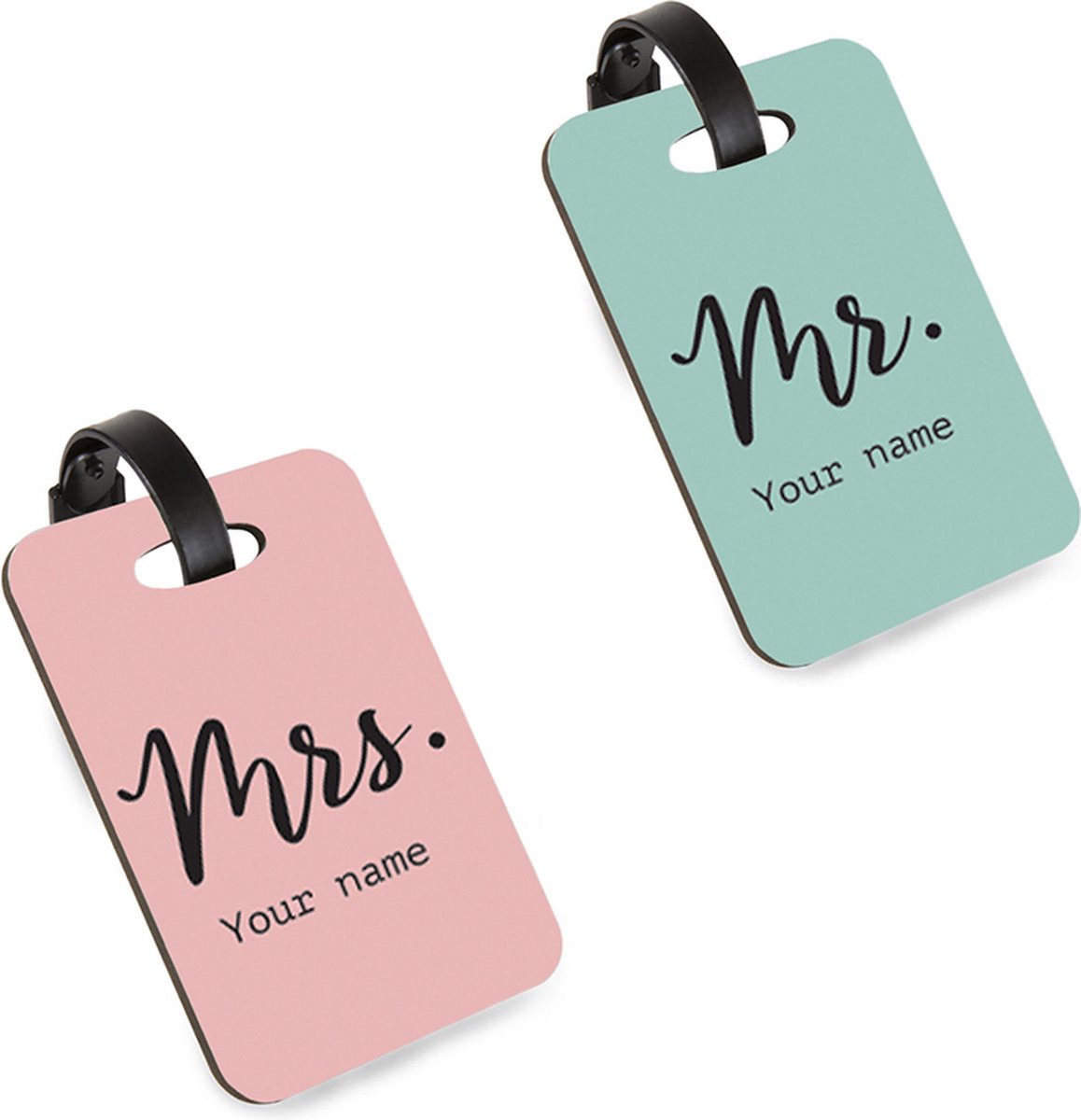 2x Hopitrix Bagagelabels Gekleurd voor Koffers met Naam – Mr. + Mrs.