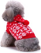 Pull pour chien d'hiver en tricot avec capuche rouge taille L - Vêtements pour animaux