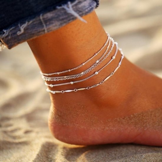 Bracelet de cheville Sorprese - argent - plage - bracelets de cheville femme - 5 pièces - modèle FX