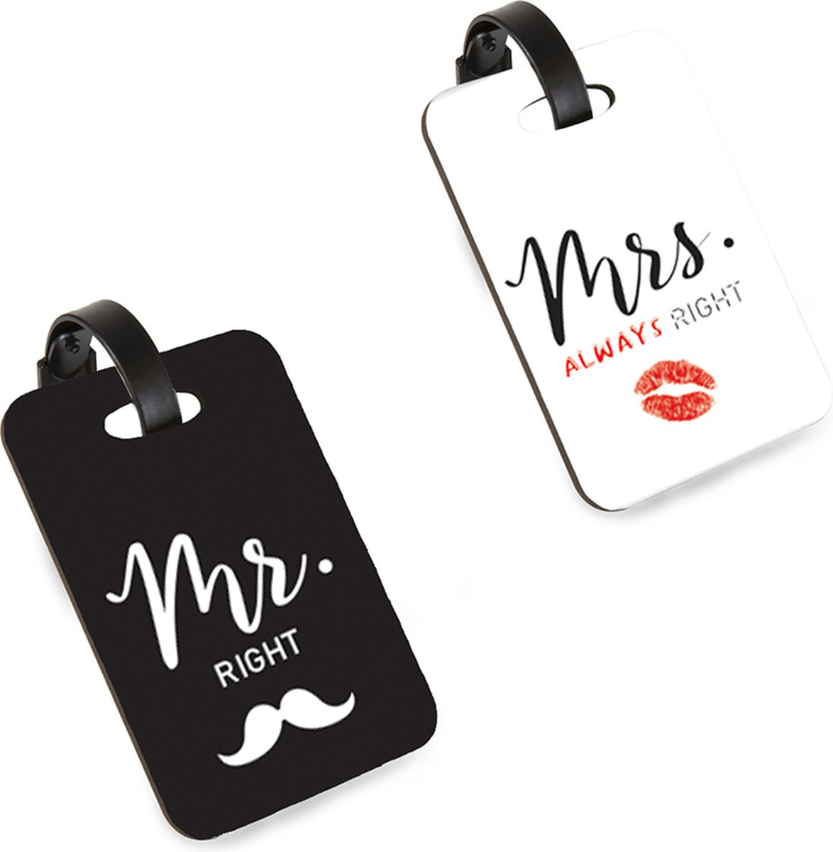 2x Hopitrix Bagagelabel Gekleurd voor Koffers – Mr. Right, Mrs. Always Right