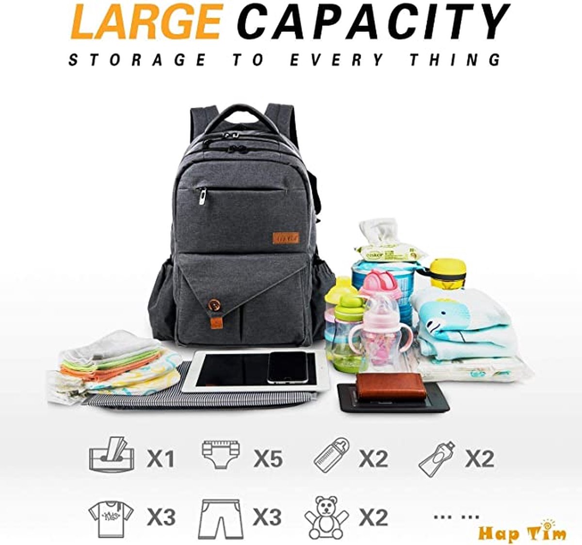 Luxe luiertas - baby tas - luier rugzak - premium kwaliteit - pasgeboren baby – foto 4
