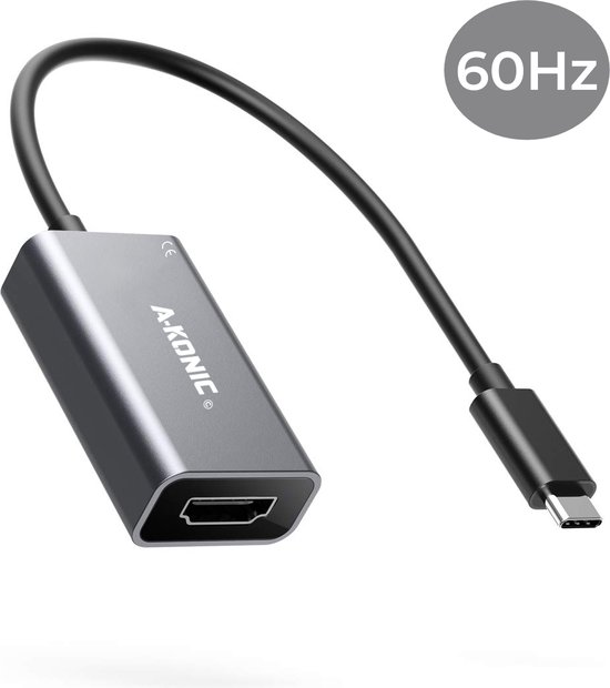 Foto: A konic usb c naar hdmi adapter 4k 60hz geschikt voor windows apple macbook dell hp lenovo en meer spacegrey