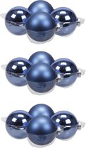 16x stuks kerstversiering kerstballen blauw (basic) van glas - 10 cm - mat/glans - Kerstboomversiering