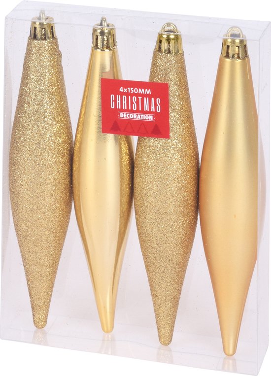 16x Kerstboomversiering gouden pegels kersthangers kunststof 15 cm - Kerstversiering/kerstdecoratie ornamenten/kerstornamenten