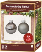 Set de boules de Noël en verre 72 pièces gris titane - Décorations pour sapin de Noël gris titane