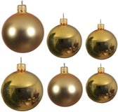 Compleet glazen kerstballen pakket goud glans/mat 16x stuks - 6x 6 cm - 6x 8 cm - 4x 10 cm