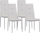 Albatros eetkamerstoelen DIAMOND set van 4, Wit - Edele diamant look, Gestoffeerde stoel met kunstlederen bekleding, Modern stijlvol design aan de eettafel - Keukenstoel of stoel eetkamer met hoge belastbaarheid