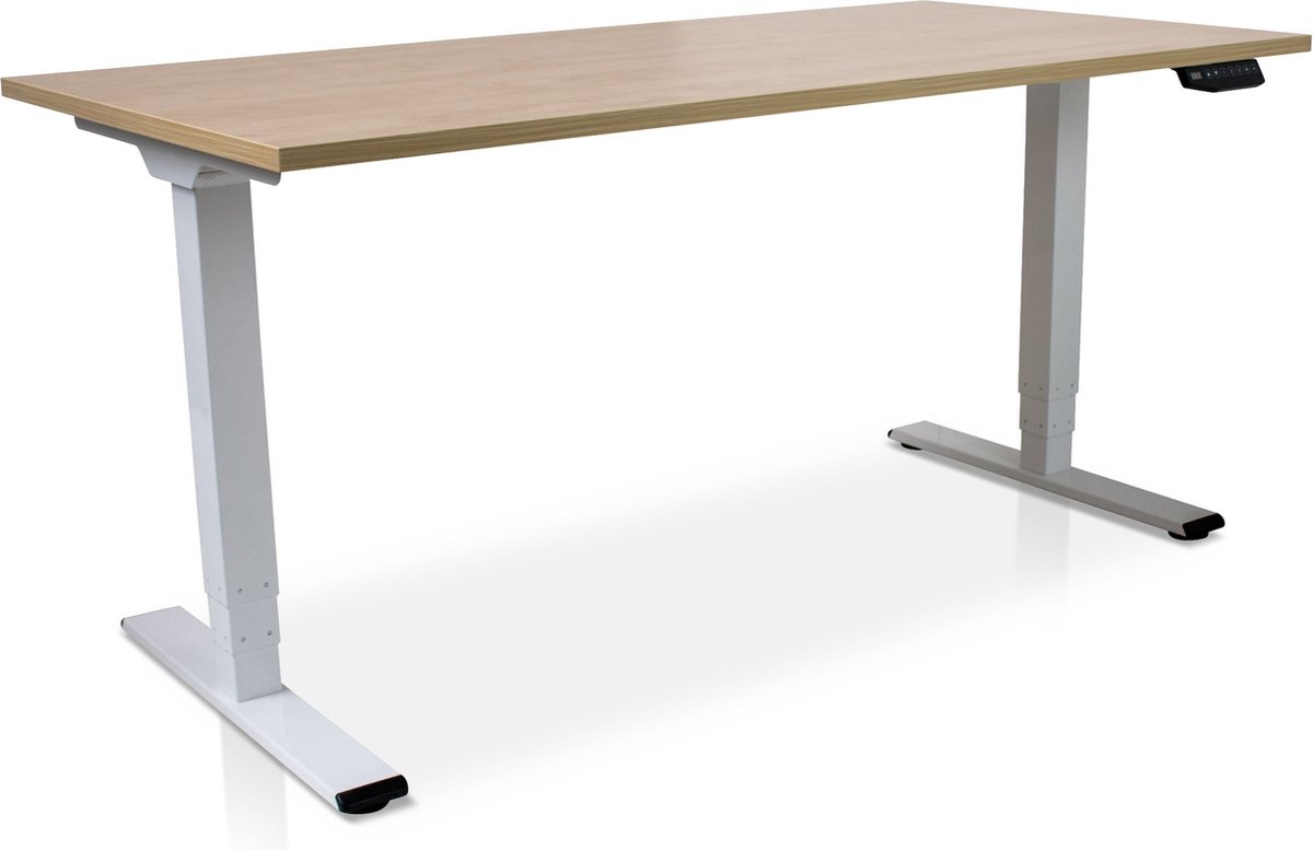 Zit-sta bureau elektrisch verstelbaar - MRC COMFORT NEN-EN 527 | 160 x 80 cm | frame wit - blad wild peren