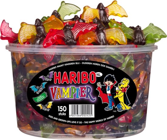 Foto: Haribo vampieren zacht snoep drop 150 stuks 1200 gram