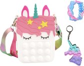 Fidget Toys - Pop It - fidget - unicorn speelgoed - 3-Pack - pop it tas 13 x 8 cm - eenhoorn speelgoed - Wit