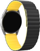 Strap-it smartwatch bandje 22mm - Magnetisch siliconen bandje geschikt voor Samsung Galaxy Watch 46mm / Gear S3 Classic & Frontier / Galaxy Watch 3 45mm / Amazfit GTR 47mm / GTR 2 / GTR 3 - zwart/geel