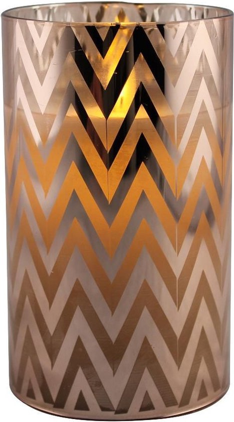 1x stuks luxe led kaarsen in koper glas D7 x H12,5 cm - Woondecoratie - Elektrische kaarsen