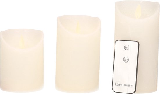 Set van 3 witte LED stompkaarsen met afstandsbediening - Woondecoratie - LED kaarsen - Elektrische kaarsen