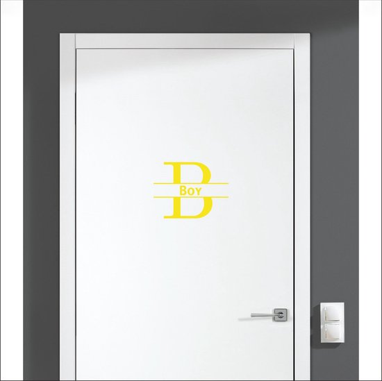 Sticker pour porte avec nom - Garçon - Jaune