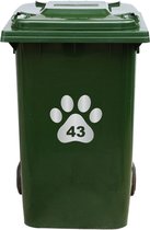 Kliko Sticker / Vuilnisbak Sticker - Hondenpoot - Nummer 43 - 18x16,5 - Zilver