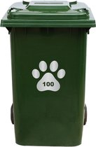 Kliko Sticker / Vuilnisbak Sticker - Hondenpoot - Nummer 100 - 18x16,5 - Zilver