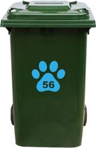 Kliko Sticker / Vuilnisbak Sticker - Hondenpoot - Nummer 56 - 18x16,5 - Licht Blauw