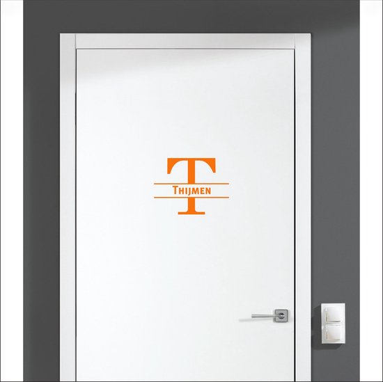 Sticker pour porte avec nom - Thijmen - Oranje