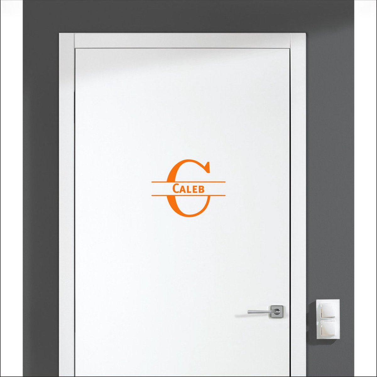 Deursticker Met Naam -  Caleb - Oranje