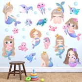 Muursticker Onderwater Zeemeermin/Bubble/Schildpad/Dolfijn - Kinderkamer - Jongenskamer - Muurdecoratie - Wandsticker - Sticker Voor Kinderen 30×90CM*2