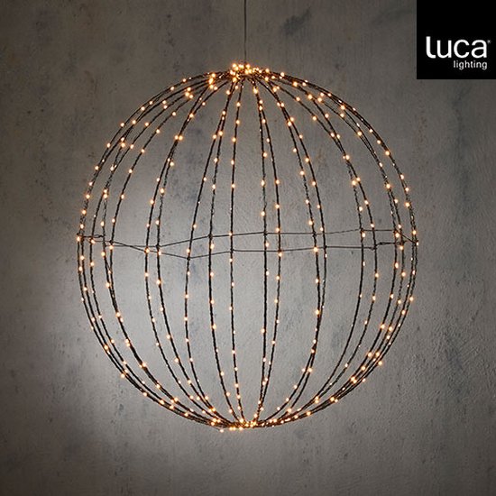 Luca Lighting Kerstverlichting Bal met Warm Witte LED Lampjes - Ø60 cm - Zwart - Luca lighting