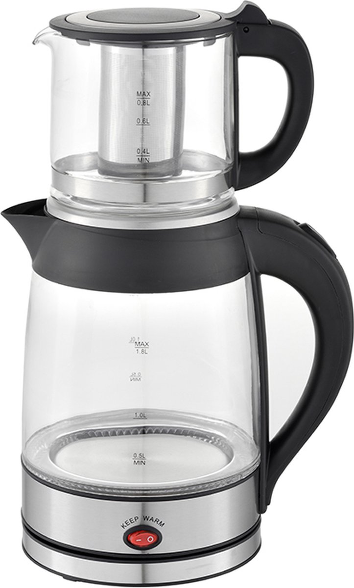 Karaca Glass Tea XL - 2-in-1 Glazen Theemachine & Waterkoker – Crème