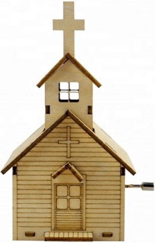 Bouwpakket Muziekdoosje Speeldoosje Kerk Kerkje- hout van Wooden City — afbeelding 3