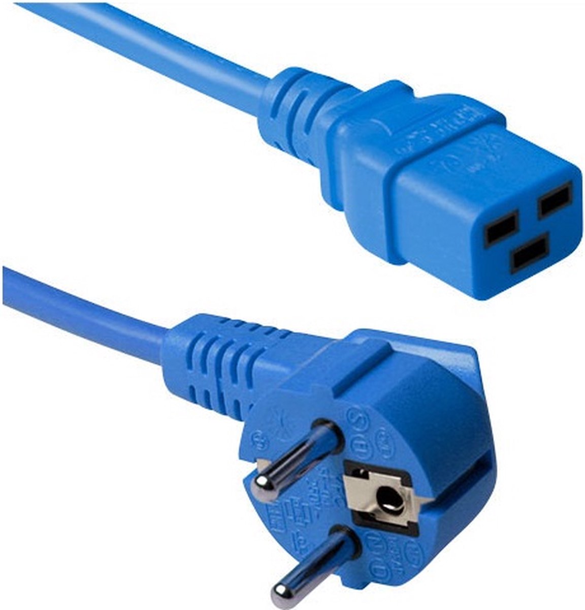 Image of ACT Netsnoer Schuko CEE 7/7 male (haaks) - C19 IEC 60320 blauw 1,8 m AK5173