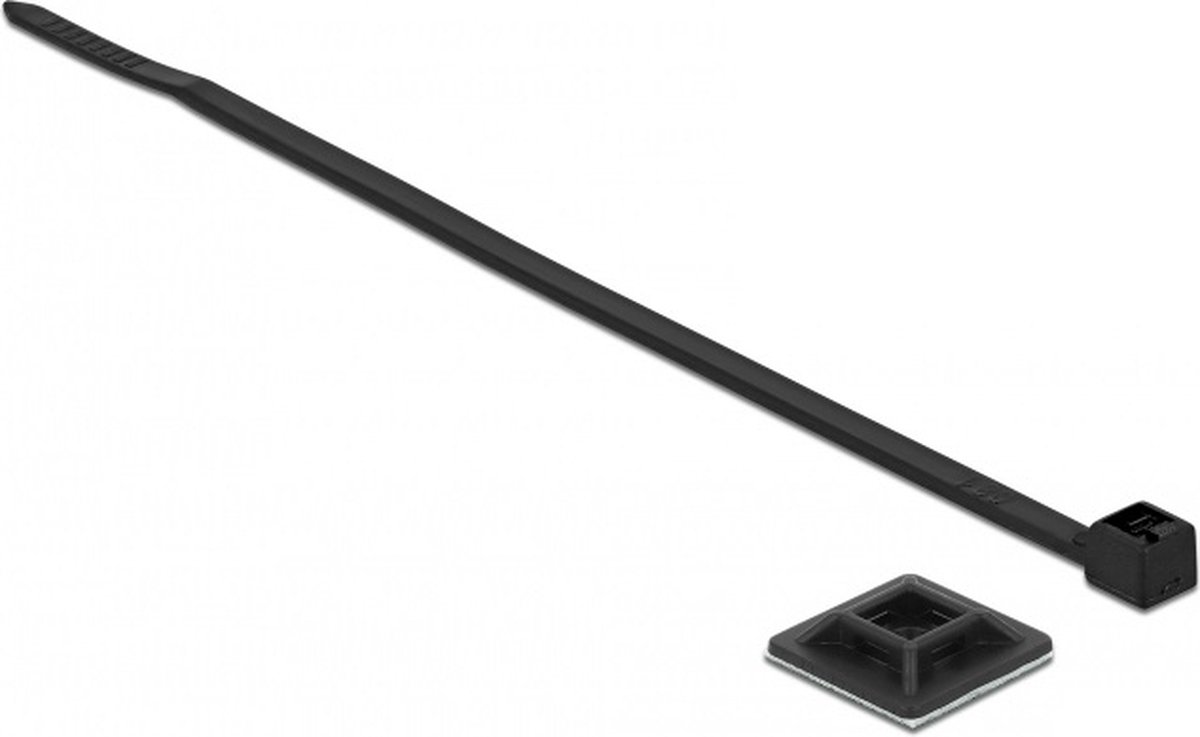 Tie-wraps 200 x 2,5mm (10 stuks) met zelfklevende houders (10 stuks) / zwart - UV resistent