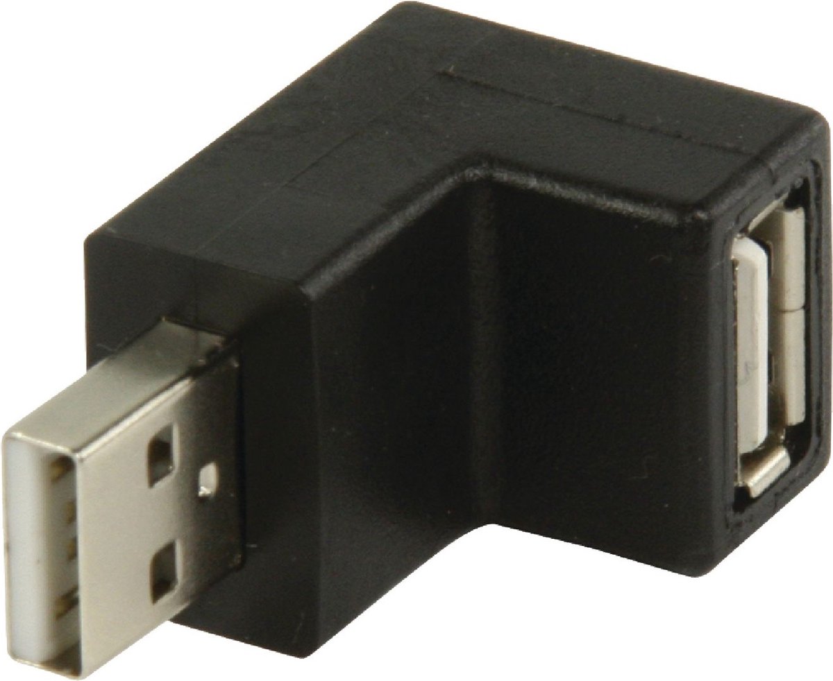USB naar USB adapter - volledig bedekt / haaks naar boven - USB2.0 / zwart