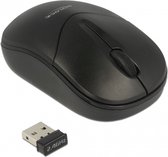 DeLOCK draadloze USB-A mini muis met 3 knoppen - 1000 DPI / zwart