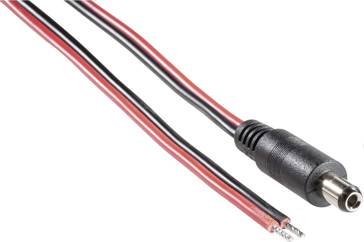 DC plug (m) 5,5 x 2,5mm stroomkabel met open einde - max. 10A / zwart/rood - 2 meter