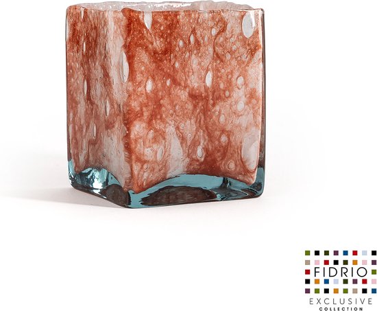 Design Vaas Square - Fidrio BLUSH - glas, mondgeblazen bloemenvaas - diameter 10 cm hoogte 13 cm