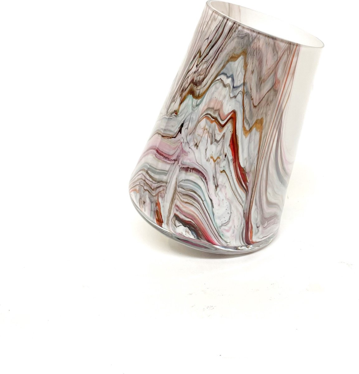 Fidrio Design Vaas Tumbler COLOURED STRIPES glas mondgeblazen bloemenvaas hoogte 16 5 cm