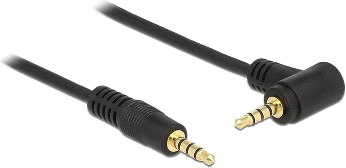 Image of 3,5mm Jack 4-polig audio/video kabel AWG24 - haaks / zwart - 1 meter