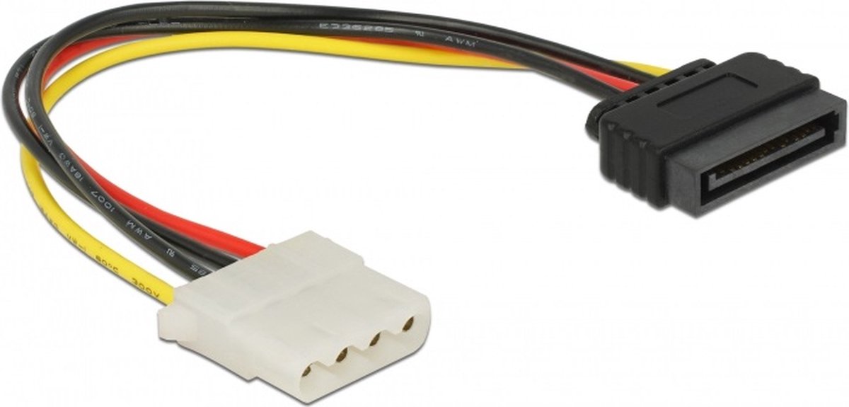 Stroomkabel Delock SATA 15pin -> Molex 4pin Bu/Bu 0.20m