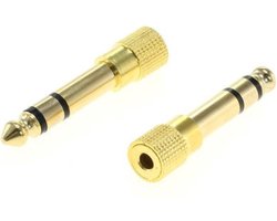 6,35mm Jack (m) - 3,5mm Jack (v) stereo audio adapter - metaal / verguld