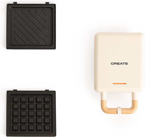 CREATE - Tosti-ijzer, grill en wafelijzer met verwisselbare platen - Gebroken wit - Individueel- STONE STUDIO — afbeelding 5
