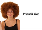 Afro pruik bruin disco - one size - festival disco carnaval afrokapsel 70s and 80s disco peace flower power happy together toppers