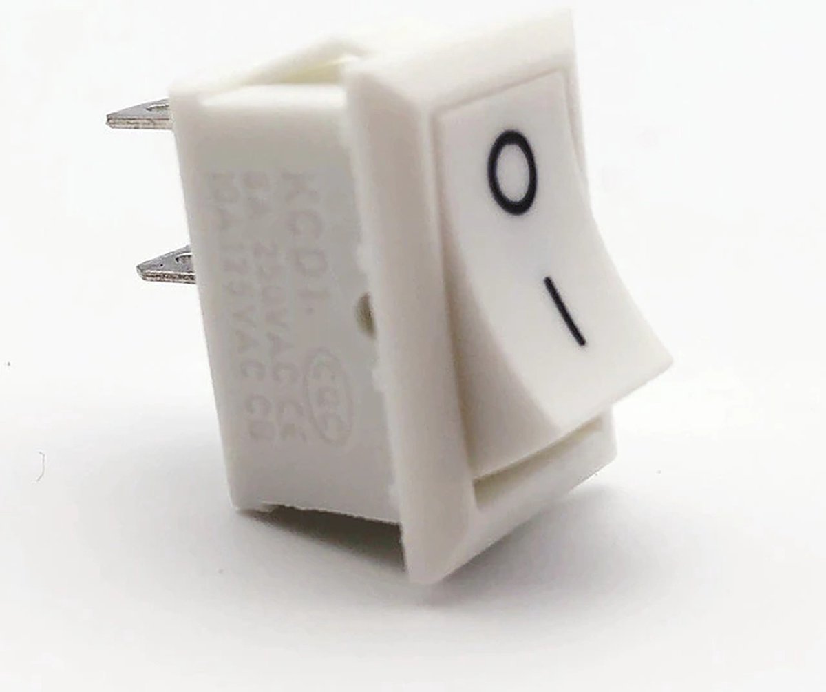 Earu® KCD1-101 Mini Wipschakelaar Rechthoek On/Off - 6A 250V AC - 10A 125V AC - Wit