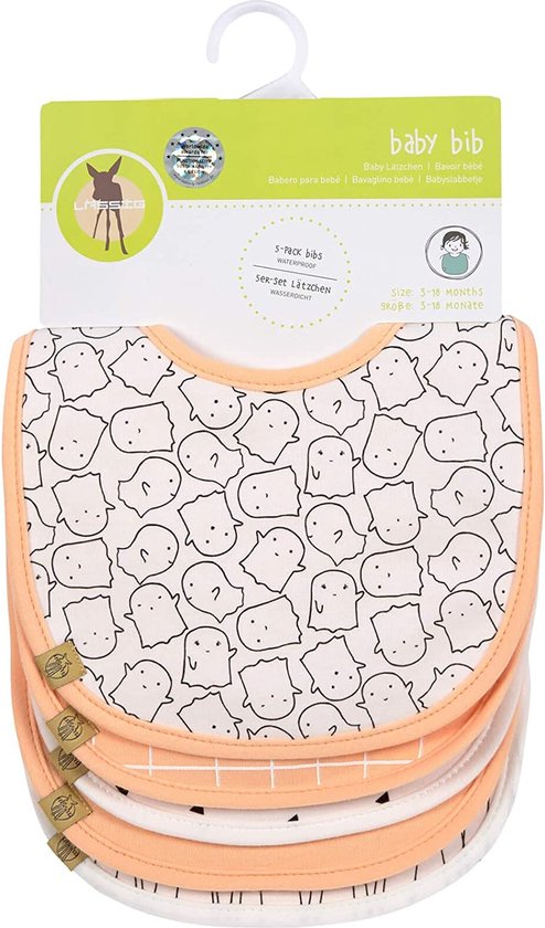 ÜneeQbaby Slabbetjes voor pasgeborenen en peuters, waterdicht, 2 stuks, lange mouwen, Oeko-Tex (Grijs Muziek, Paars Ruimte, Klein (6-18 maanden