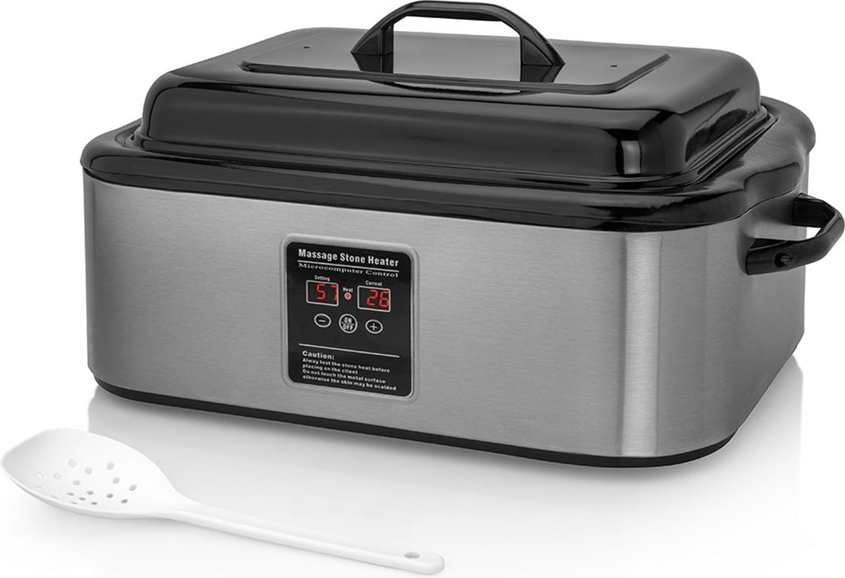 Goedkoopste ZenGrowth® Hotstone Heater – 18 Liter – Elektronisch display – Inclusief Houten lepel – Snelle opwarmtijd – Digitale temperatuurregeling