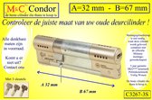 M&C Condor - High Security deurcilinder - SKG*** - 32x67 mm - Politiekeurmerk Veilig Wonen  -  inclusief gereedschap montageset