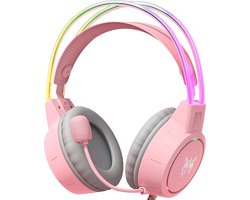 ONIKUMA X15 PRO PINK RGB Light Noise Cancelling Headphones – Roze gaming koptelefoon met microfoon
