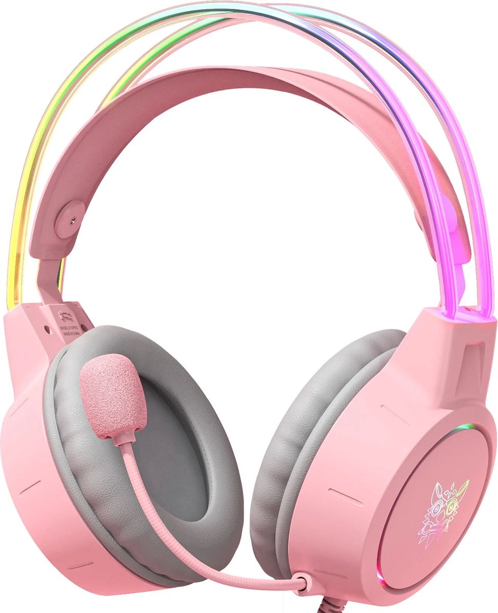 ONIKUMA X15 PRO PINK RGB Light Noise Cancelling Headphones - Roze gaming koptelefoon met microfoon